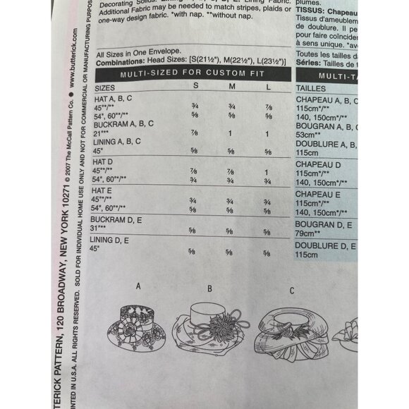 Butterick B5004 Church Hat Sewing Pattern One Size Vintage Style Multisize NEW - Picture 5 of 6